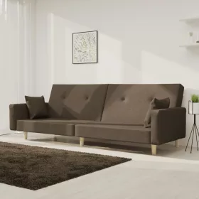   Kétszemélyes tópszínű szövet kanapéágy két párnával