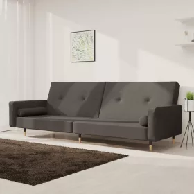   Kétszemélyes sötétzöld bársony kanapéágy két párnával