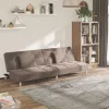 Kétszemélyes tópszínű szövet kanapéágy két párnával