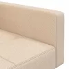 Kétszemélyes krémszínű szövet kanapéágy két párnával