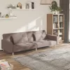 Kétszemélyes tópszínű szövet kanapéágy két párnával