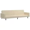 Kétszemélyes krémszínű bársony kanapéágy