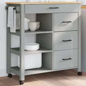 MONZA tömör fenyőfa konyhai kocsi 84 x 40 x 88,5 cm