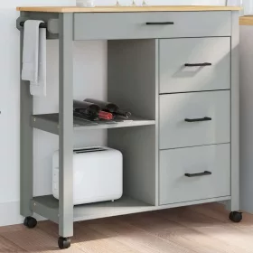 MONZA tömör fenyőfa konyhai kocsi 84 x 40 x 88,5 cm