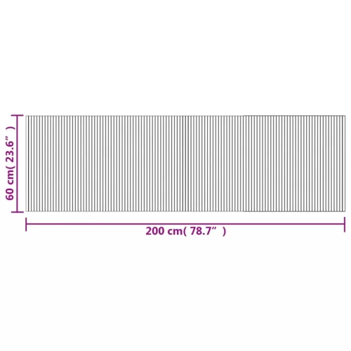 Négyszögletű fekete bambusz szőnyeg 60 x 200 cm