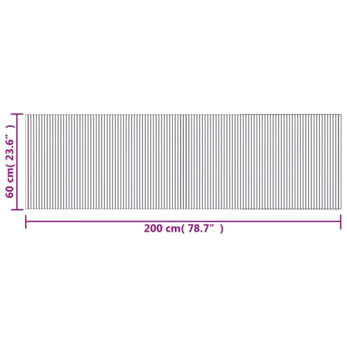 Négyszögletű világos természetes bambusz szőnyeg 60 x 200 cm
