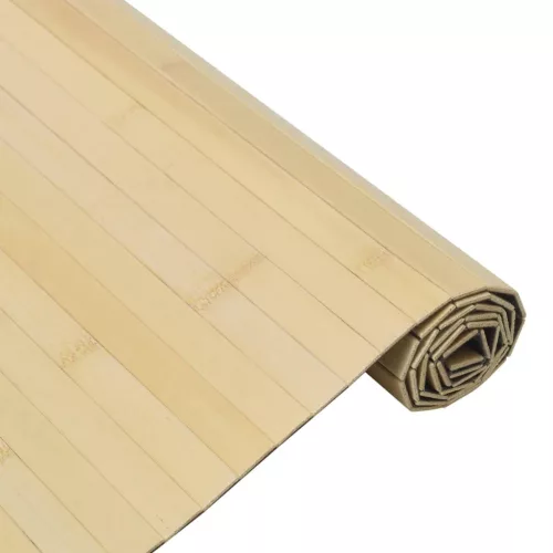 Négyszögletű világos természetes bambusz szőnyeg 70 x 200 cm