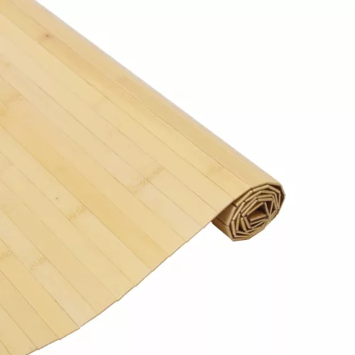 Négyszögletű világos természetes bambusz szőnyeg 80 x 200 cm