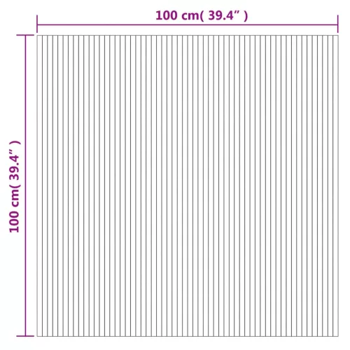 Négyszögletű világos természetes bambusz szőnyeg 100 x 100 cm