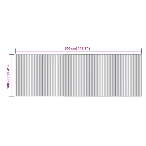 Négyszögletű világos természetes bambusz szőnyeg 100 x 300 cm