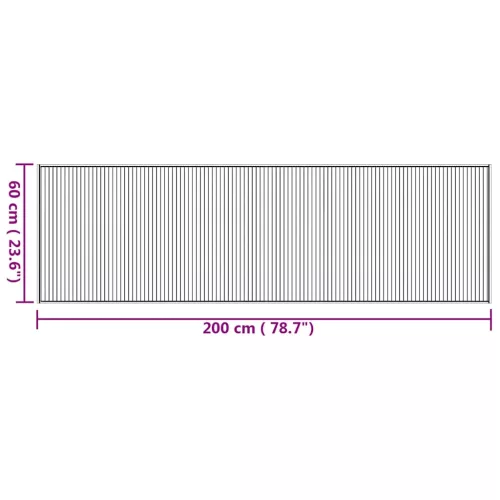 Négyszögletű természetes bambusz szőnyeg 60 x 200 cm