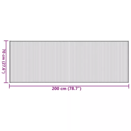 Négyszögletű világos természetes bambusz szőnyeg 70 x 200 cm