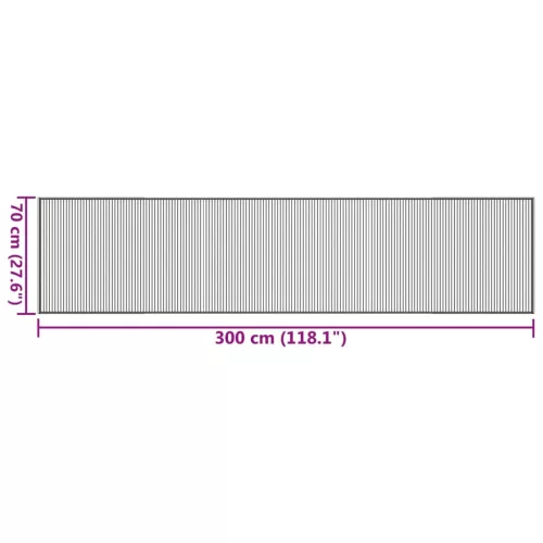 Négyszögletű világos természetes bambusz szőnyeg 70 x 300 cm