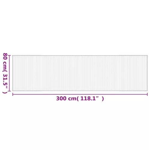 Négyszögletű világos természetes bambusz szőnyeg 80 x 300 cm