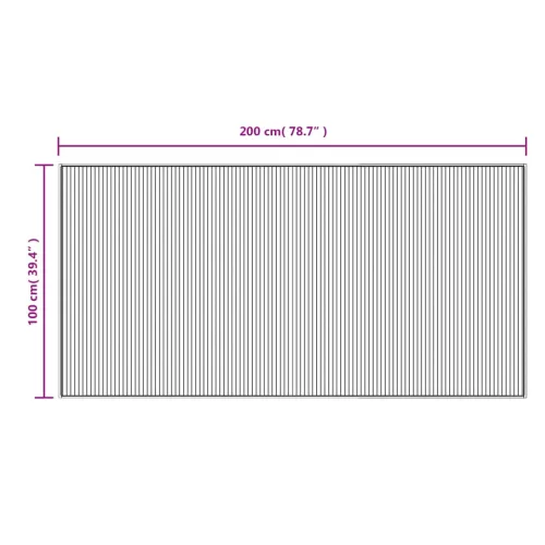 Négyszögletű világos természetes bambusz szőnyeg 100 x 200 cm