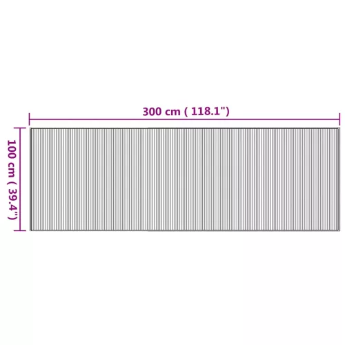 Négyszögletű természetes bambusz szőnyeg 100 x 300 cm
