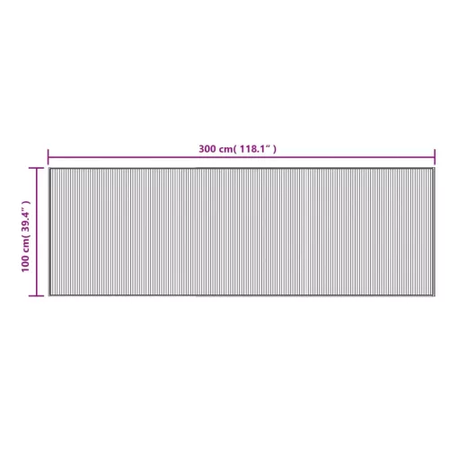 Négyszögletű világos természetes bambusz szőnyeg 100 x 300 cm
