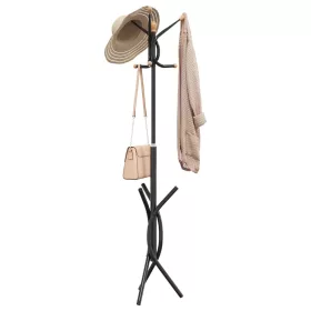 Fekete porszórt vas ruhafogas 176 cm