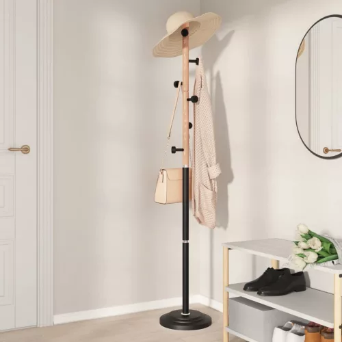 Fekete porszórt vas ruhafogas 177 cm