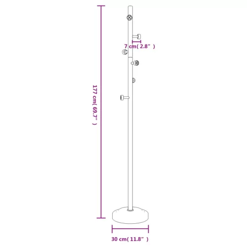 Fehér porszórt vas ruhafogas 177 cm