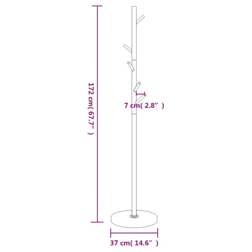 Fekete porszórt vas ruhafogas 172 cm