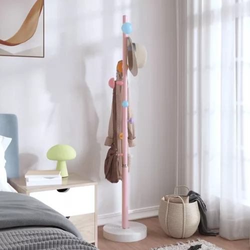 Rózsaszínű porszórt vas ruhafogas 172 cm