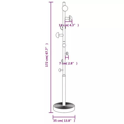 Rózsaszínű porszórt vas ruhafogas 172 cm
