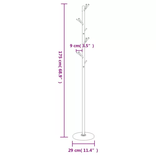Fekete porszórt vas ruhafogas 175 cm