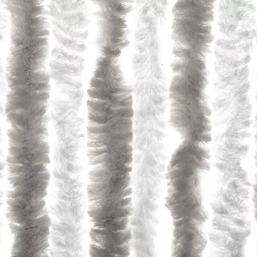 Világosszürke és fehér zsenília rovarfüggöny 90 x 220 cm