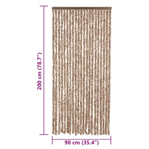 Bézs és sötétbarna zsenília rovarfüggöny 90x200 cm