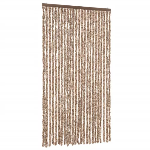 Bézs és sötétbarna zsenília rovarfüggöny 100x220 cm