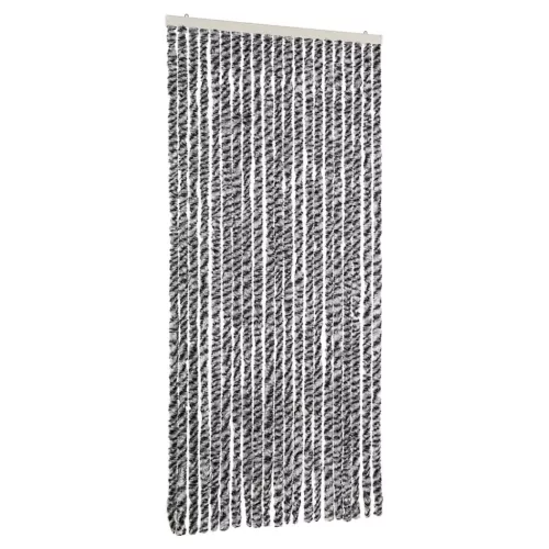 Szürke és fekete és fehér zsenília rovarfüggöny 90x220 cm