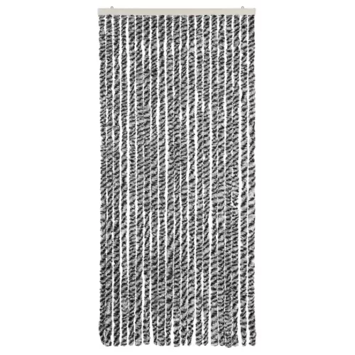 Szürke és fekete és fehér zsenília rovarfüggöny 90x220 cm