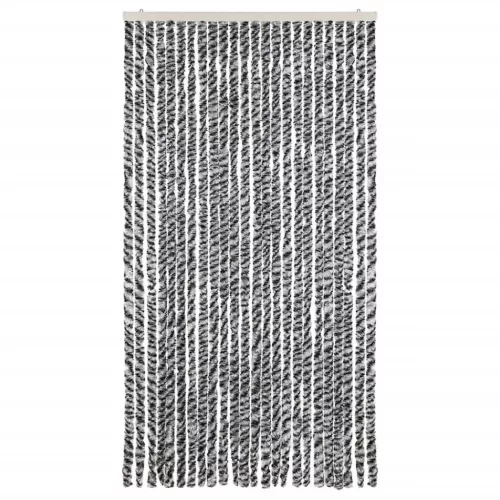 Szürke és fekete és fehér zsenília rovarfüggöny 100 x 200 cm