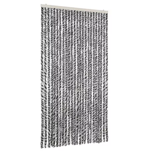Szürke és fekete és fehér zsenília rovarfüggöny 100x220 cm