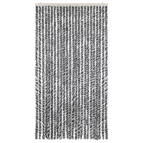 Szürke és fekete és fehér zsenília rovarfüggöny 100 x 230 cm