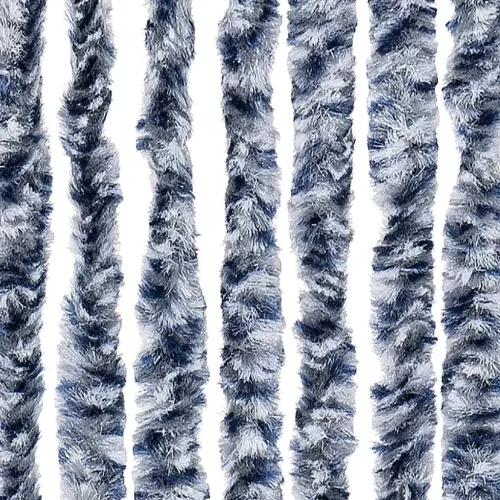 Kék és fehér zsenília rovarfüggöny 100 x 230 cm