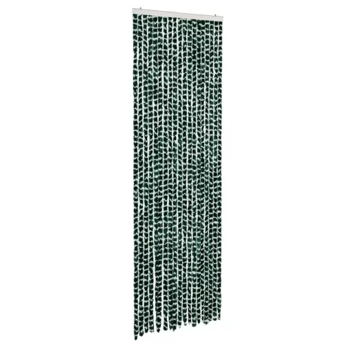Zöld és fehér zsenília rovarfüggöny 56 x 200 cm