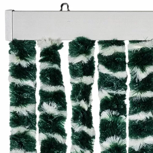 Zöld és fehér zsenília rovarfüggöny 56 x 200 cm