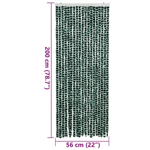Zöld és fehér zsenília rovarfüggöny 56 x 200 cm