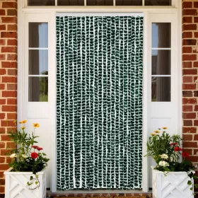 Zöld és fehér zsenília rovarfüggöny 90 x 200 cm