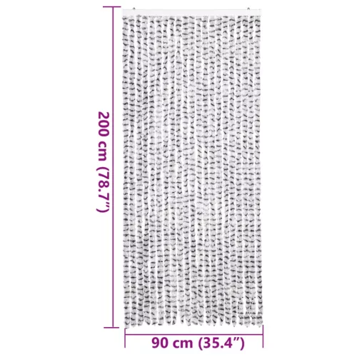 Világosszürke és sötétszürke zsenília rovarfüggöny 90 x 200 cm
