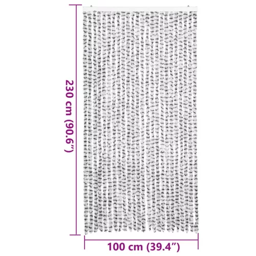 Világosszürke és sötétszürke zsenília rovarfüggöny 100 x 230 cm