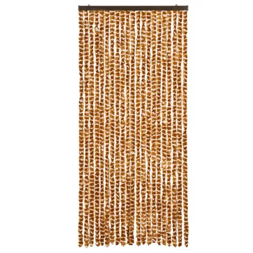 Okkersárga és fehér zsenília rovarfüggöny 90 x 200 cm