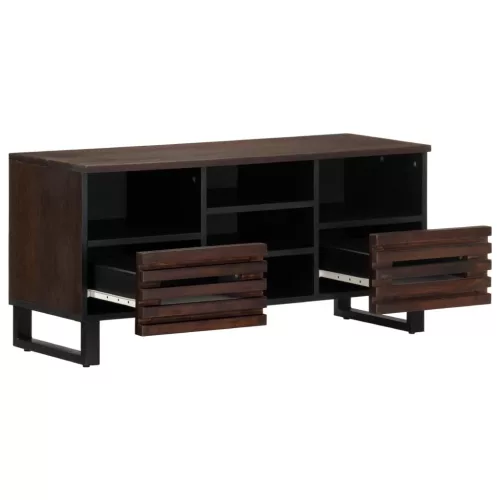 Barna tömör mangófa TV-szekrény 100 x 34 x 46 cm