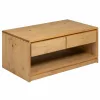 SAUDA tölgyszínű tömör fenyőfa dohányzóasztal 99 x 55 x 45 cm