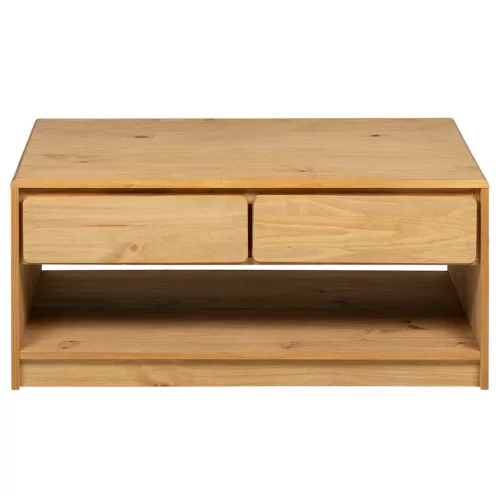 SAUDA tölgyszínű tömör fenyőfa dohányzóasztal 99 x 55 x 45 cm