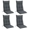 4 db antracitszürke oxford szövet magas háttámlájú székpárna