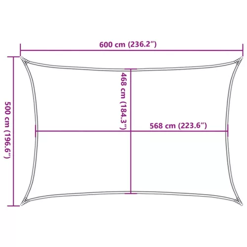 Homokszínű 100% poliészter oxford szövet napvitorla 6x5 m