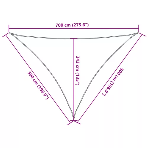 Homokszínű 100% oxford szövet napvitorla 7x5x5 m